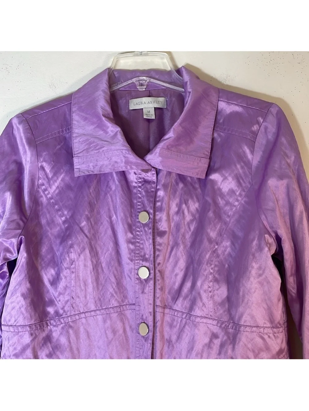 LAURA ASHLEY Palm Beach Satin Jacket in African Violet. M. NWT. $128! - Picture 4 of 12